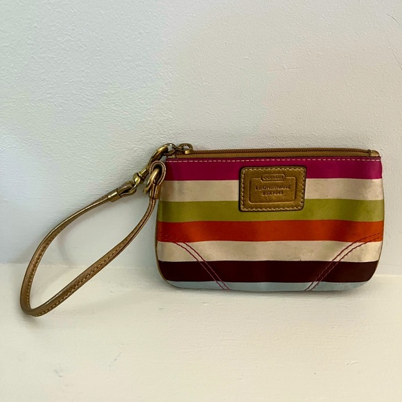 Vintage Coach Legacy striped satin wristlet - Picture 1 of 5